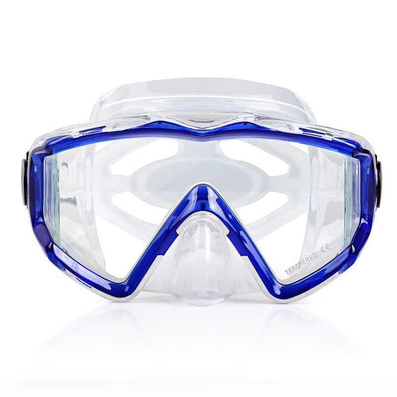 EXP VISION Adult Pano 3 Panoramic View Diving Mask, Tempered Glass Lens Scuba Snorkeling Dive Mask, Premium Swim Goggles with Nose Cover for Snorkeling, Freediving, Swimming (Clear Blue) - Image 2